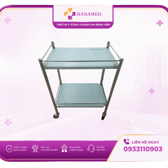 XE ĐẨY INOX 2 TẦNG KHÔNG HỘC 40 X 60